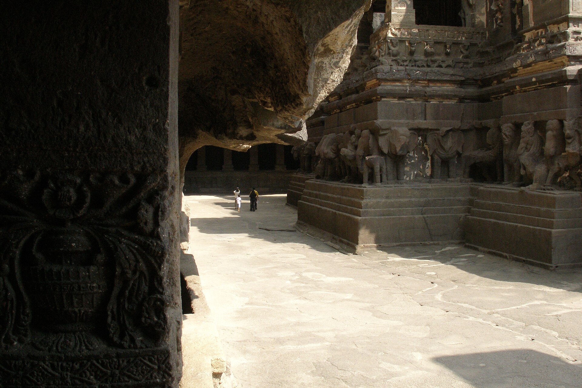 Rock-cut Kailasa Temple courtyard at Ellora Caves