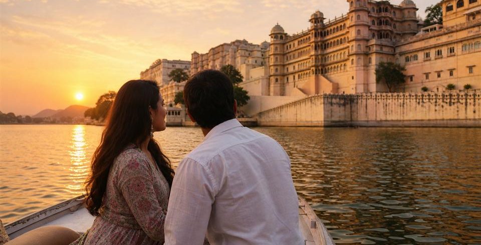 Lake Pichola and palace view for Udaipur romantic tour