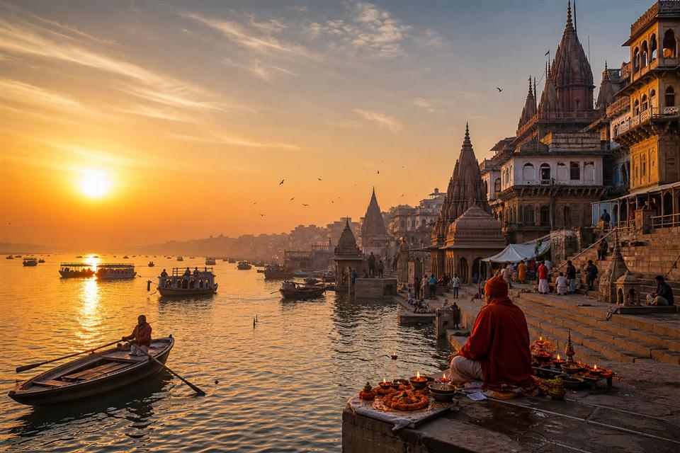 Ghat and river view for Varanasi extension tours